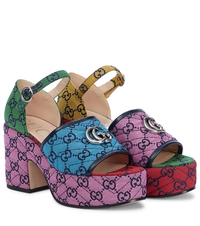 Gucci Double G Matelassé Platform Sandals In Multicoloured