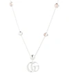 GUCCI DOUBLE G STERLING SILVER NECKLACE WITH MOTHER OF PEARL,P00585701