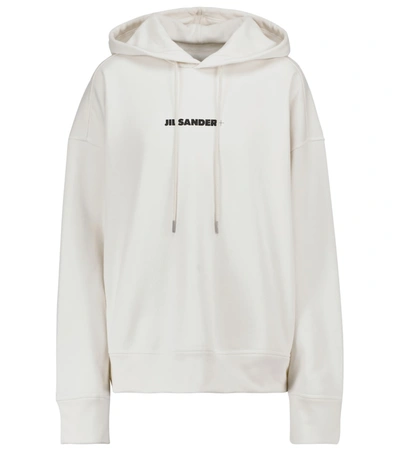 Jil Sander Cotton Logo Hoodie For Women In White