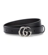 Gucci Polished Leather Belt With Iconic Double G Buckle In Black