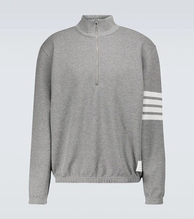 Thom Browne 4-bar Half-zipped Sweatshirt In Grey