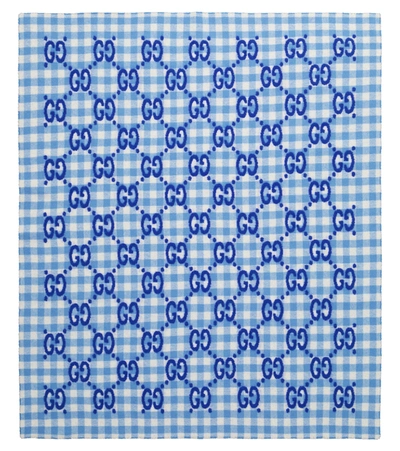 Gucci Blue Gg Wool Blanket (90cm)