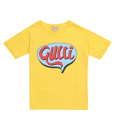 Gucci Kids' Speech Bubble Logo-print T-shirt In Yellow