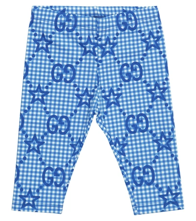 Gucci Baby Printed Stretch-jersey Leggings In Blue