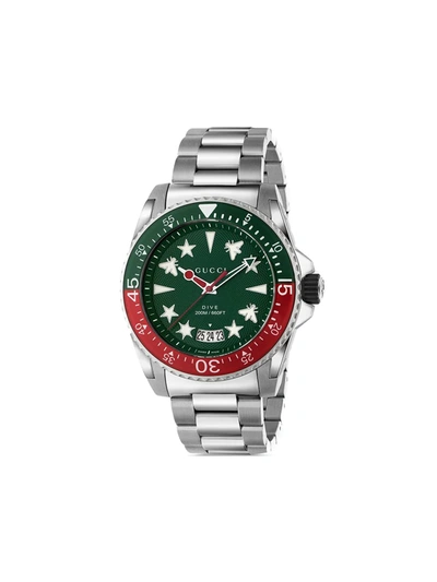 Gucci Dive Stainless Steel Bracelet Watch In Green