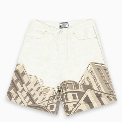 Formy Studio Atlas Le Belle Città Denim Short Trousers In Beige