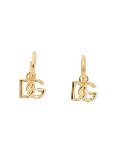 Dolce & Gabbana Logo Plaque Dropped Earrings In Gold
