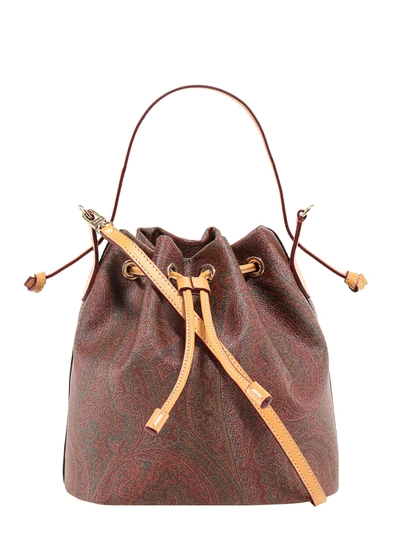 Etro Paisley Jacquard Fabric Bucket Bag In Brown