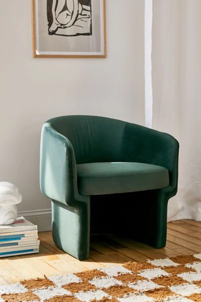 Urban Outfitters Tia Velvet Chair In Green