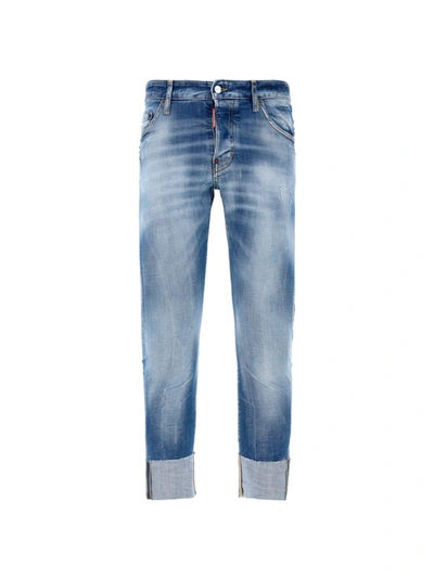 Dsquared2 Faded Effect Cropped Jeans In Blue