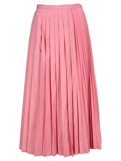 Valentino Pleated Cotton-blend Faille Skirt In Pink