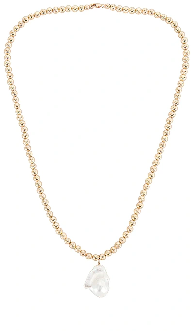 Alexa Leigh Pearl Drop Necklace In Metallic Gold