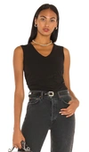 Atm Anthony Thomas Melillo Ruched Sleeveless Tee In Black