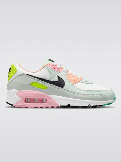 Nike Air Max 90 Women's Shoes In White,black-volt-green Glow