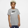 Nike Sportswear Big Kids' Cotton T-shirt In Carbon Heather,white
