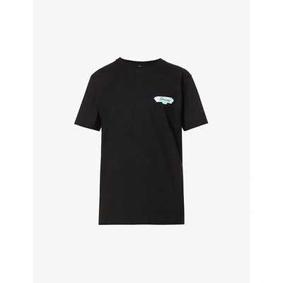 Stussy Mens Black Palm Springs Graphic-print Cotton-jersey T-shirt Xs