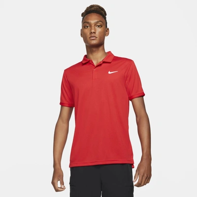 Nike Court Dri-fit Victory Men's Tennis Polo In University Red,white