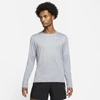 Nike Element Dri-fit Long Sleeve Running T-shirt In Smoke Grey/grey Fog