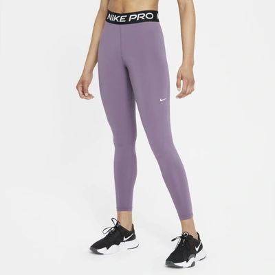 Nike Pro Women's Mid-rise Leggings In Amethyst Smoke,black,white