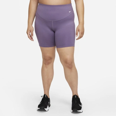 Nike One Women's Mid-rise 7" Bike Shorts In Amethyst Smoke,white