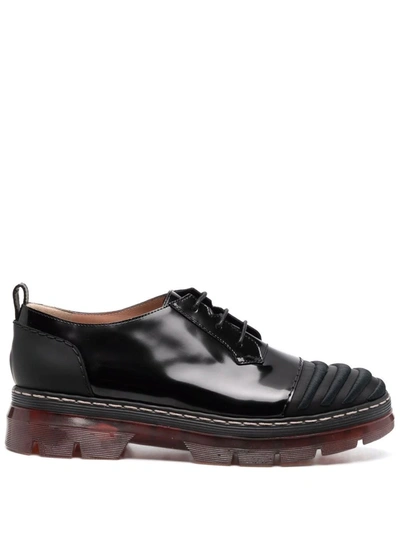 Alberta Ferretti Lace-up Chunky Leather Shoes In Schwarz