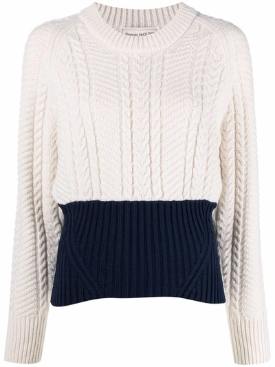 Alexander Mcqueen Crew-neck Cable-knit Jumper In Multicolor