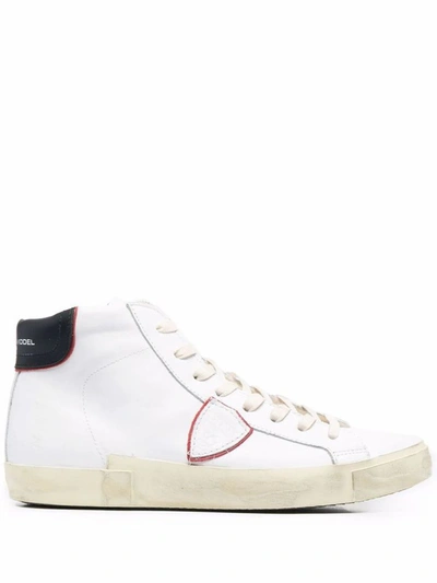 Philippe Model Men's  White Leather Hi Top Trainers