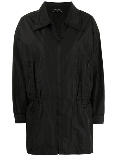 Pre-owned Chanel 1980-1990 Lightweight Zip-up Jacket In Black
