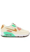 Nike Sneaker Air Max 90 Lx Sneaker In Coconut Milk  Metallic Gold  & Green Glo