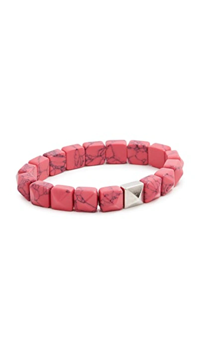 Isabel Marant Multi-bead Resin Bracelet In Fluo Pink/silver