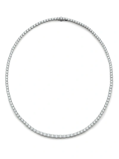 De Beers 18kt White Gold Db Classic Eternity Line Round Brilliant Diamonds Necklace In Silver
