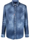 Dsquared2 Light Blue Jacket With Classic Collar And Logo Patch On The Front In Denim Man In Blue