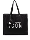 Dsquared2 Icon Logo-print Tote Bag In Black