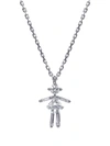 LITTLE ONES PARIS 18KT WHITE GOLD GIRL PENDANT DIAMOND NECKLACE