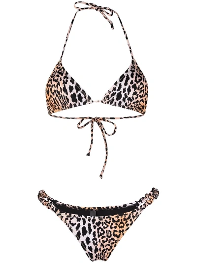 Reina Olga The Scrunchie Leopard Print Bikini In Black