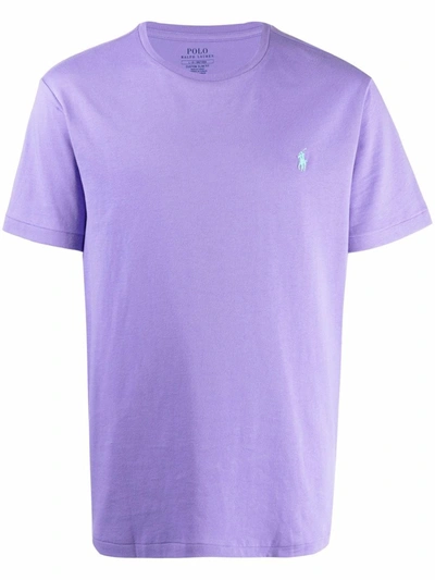 Polo Ralph Lauren Embroidered Logo T-shirt In Violett