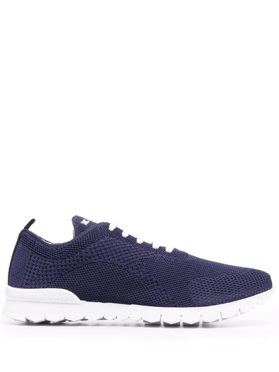 Kiton Embroidered Logo Low-top Sneakers In Navy