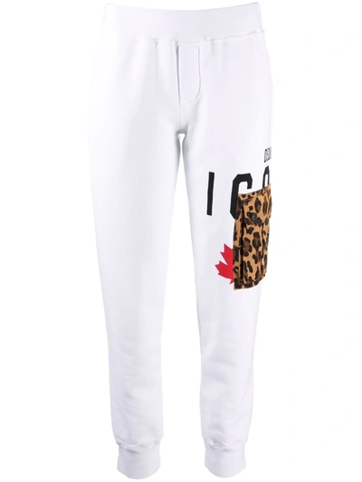 Dsquared2 Leopard-print Sweat Pants In Weiss