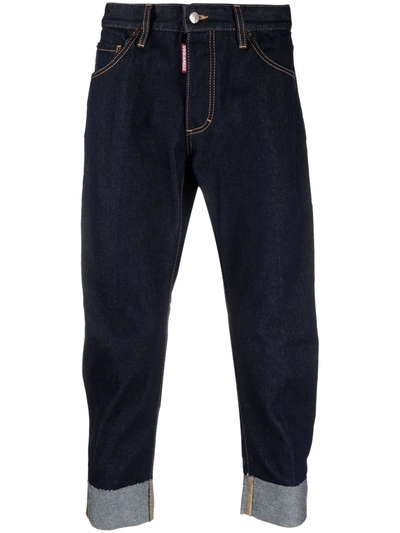 Dsquared2 Cropped Turn-up Jeans In Blau