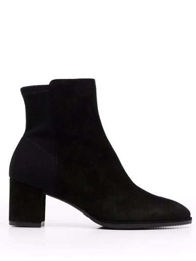 Stuart Weitzman Harper Neoprene-paneled Suede Ankle Boots In Schwarz