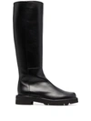 Stuart Weitzman Mila Lift Leather Knee Boots In Schwarz