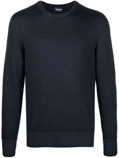 Drumohr Crew-neck Merino Jumper In Blau