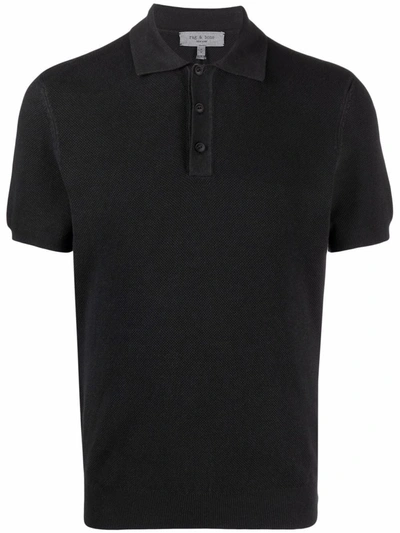 Rag & Bone Principal Jersey Organic Cotton Polo In Blk