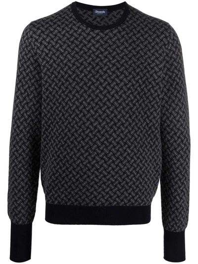 Drumohr Pattern-jacquard Knit Jumper In Ai31 Grigio/blu