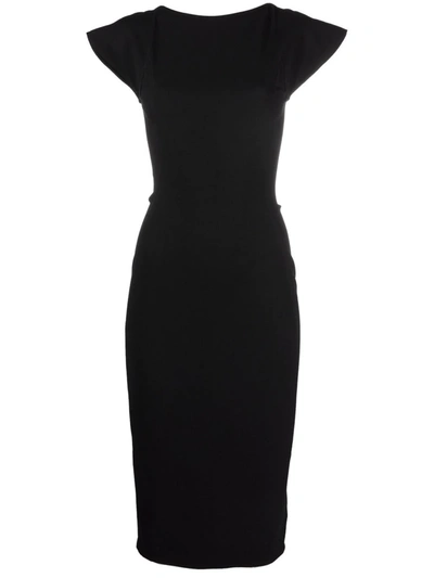 Rick Owens Cap-sleeve Knitted Midi Dress In Black