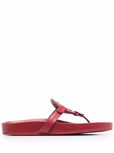 Tory Burch Miller Cloud Leather Thong Sandals In Tory Red