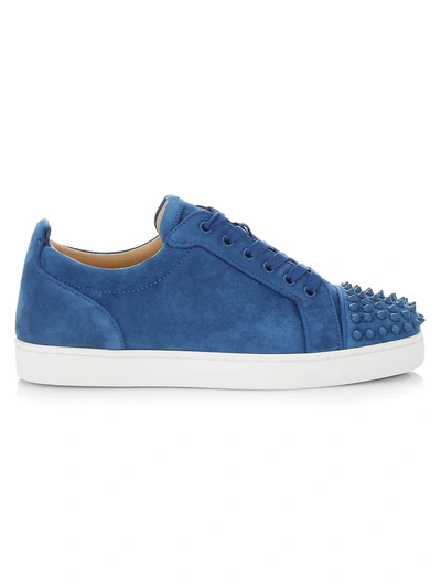 Christian Louboutin Louis Junior Spike-embellished Suede Trainers In Blue