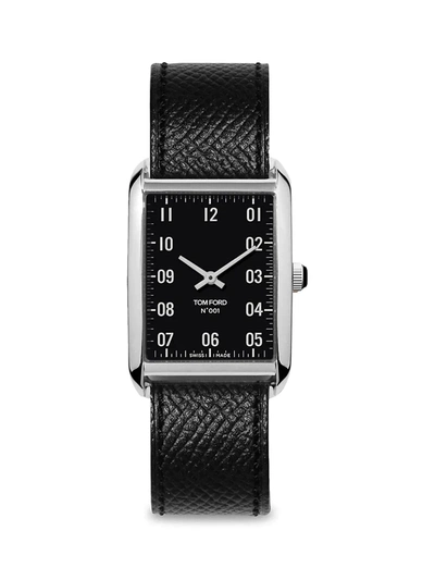 Tom Ford Men's Stainless Steel & Leather-strap Watch In Black