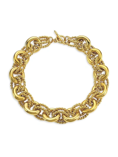 Kenneth Jay Lane Polished 22k Goldplated Double-twist Link Collar Necklace