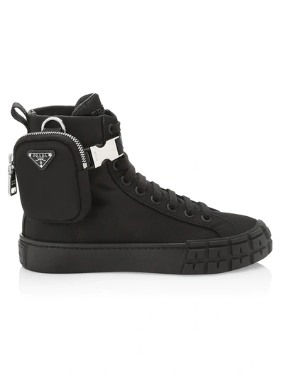 Prada Wheel Re-nylon Gabardine High-top Sneaker In Nocolor